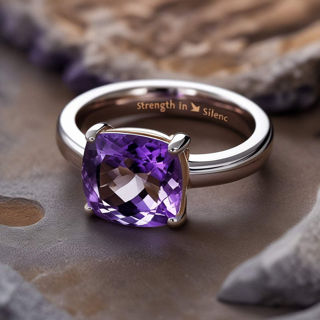 Anillo de Amatista Natural de Alta Calidad