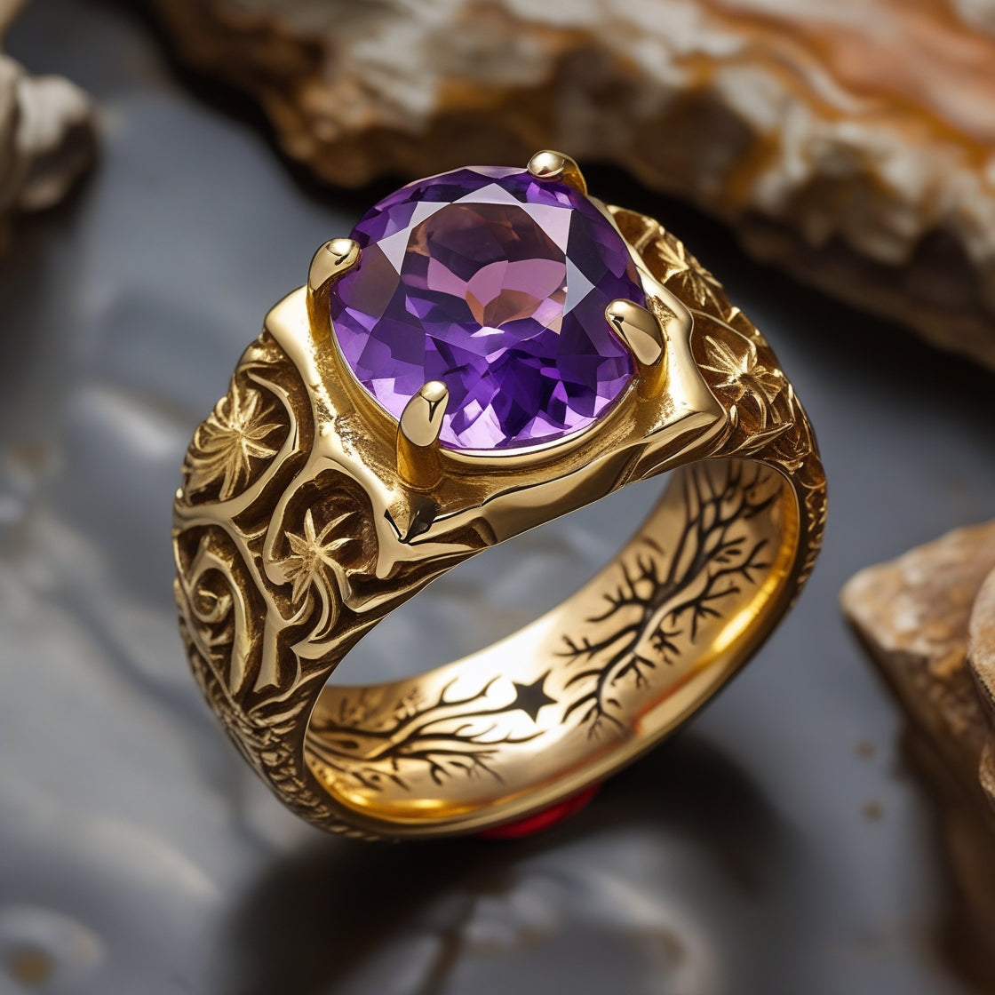 Anillo de Amatista Natural de Alta Calidad
