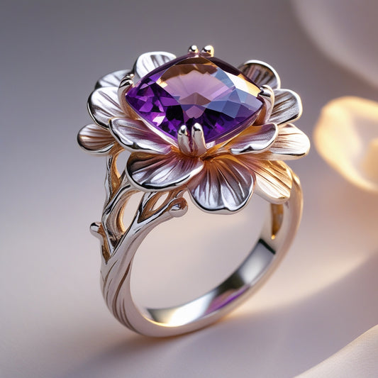 Anillo de Amatista Natural de Alta Calidad