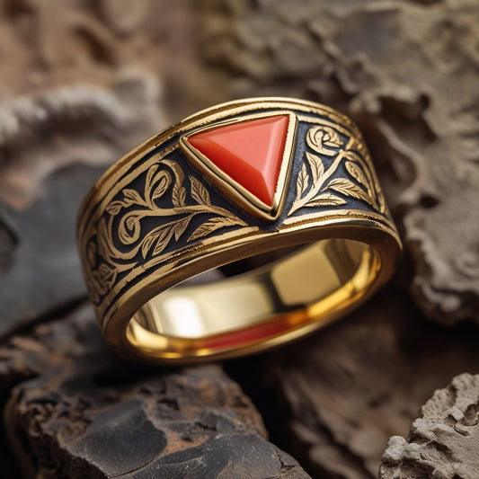 Anillo de coral rojo natural