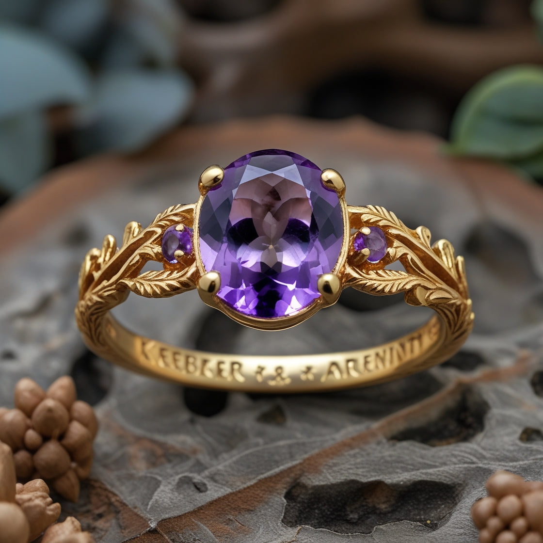 Anillo de Amatista Natural de Alta Calidad