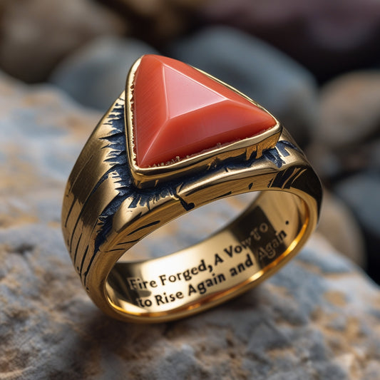 Anillo de coral rojo natural