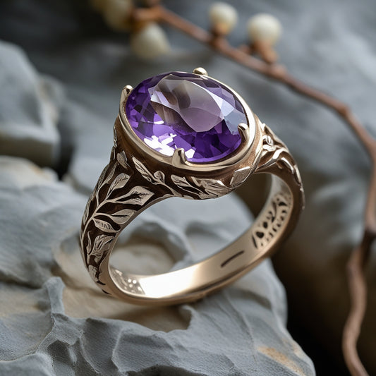 Anillo de Amatista Natural de Alta Calidad