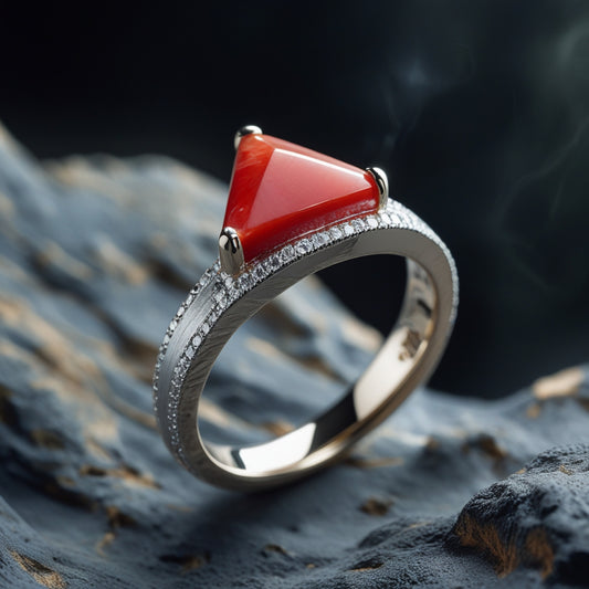 Anillo de coral rojo natural