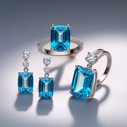 Set de Topacio Azul Natural de Alta Calidad