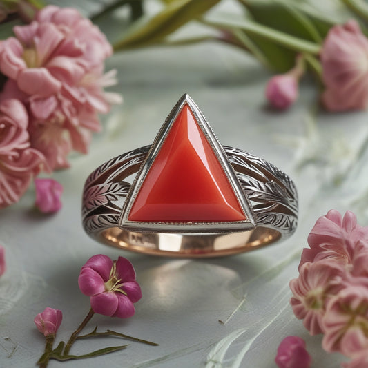 Anillo de coral rojo natural