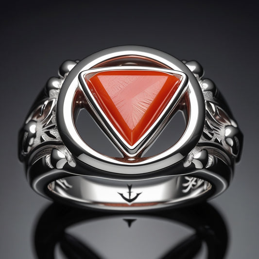 Anillo de coral rojo natural