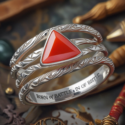 Anillo de coral rojo natural
