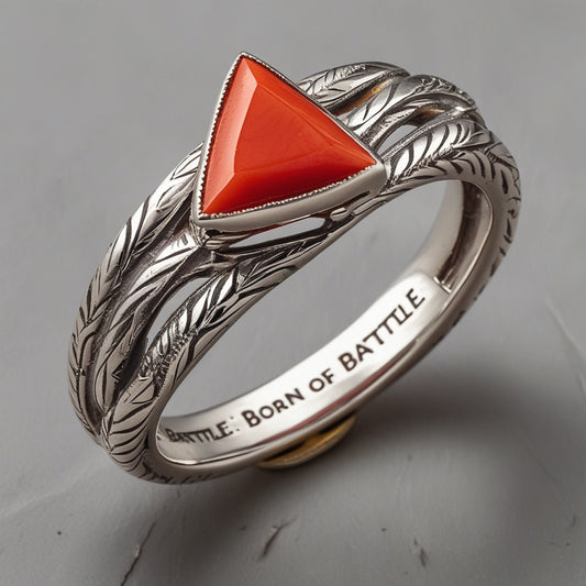 Anillo de coral rojo natural