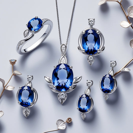 Set de Cianita Natural de Alta Calidad (Este set puede elaborarse también con zafiro azul natural)